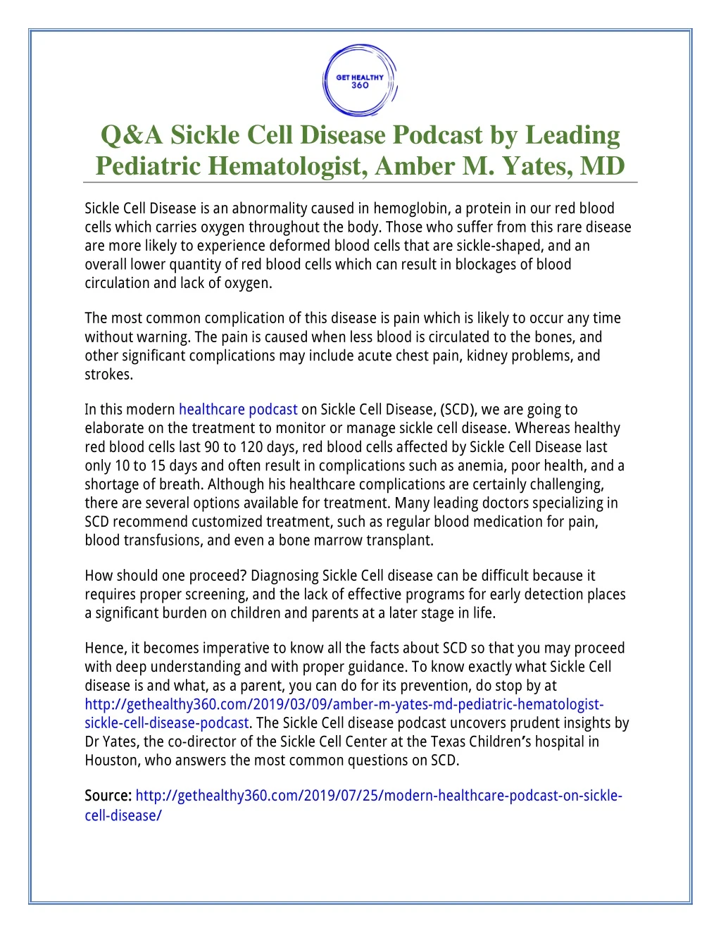 q a sickle cell disease podcast by leading