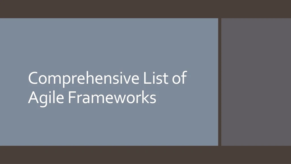 comprehensive list of agile frameworks