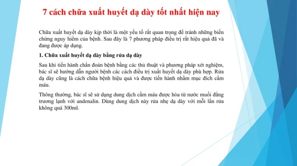 7 c ch ch a xu t huy t d d y t t nh t hi n nay