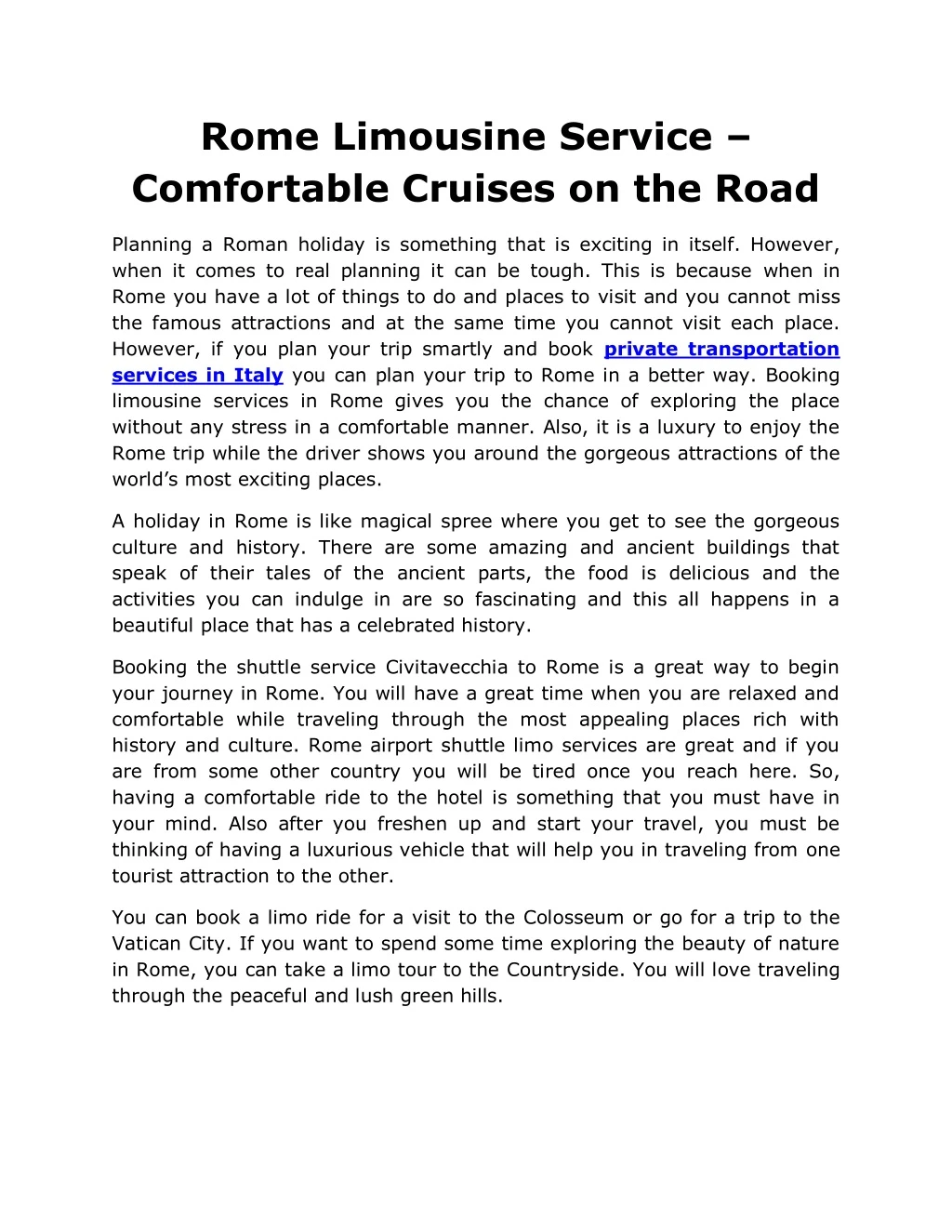 rome limousine service comfortable cruises