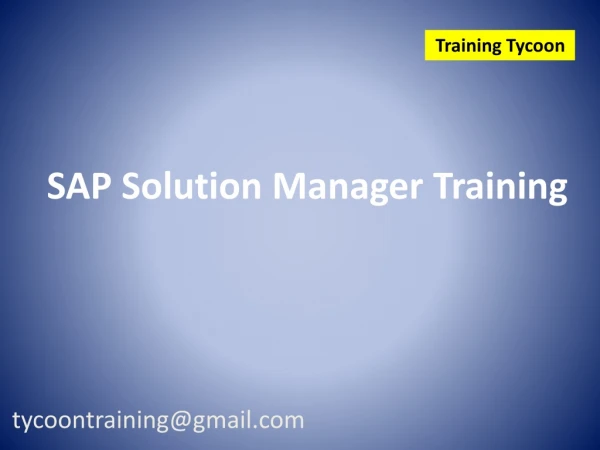 SAP Solution Manager Training | Best SAP SolMan 7.2 Online Training