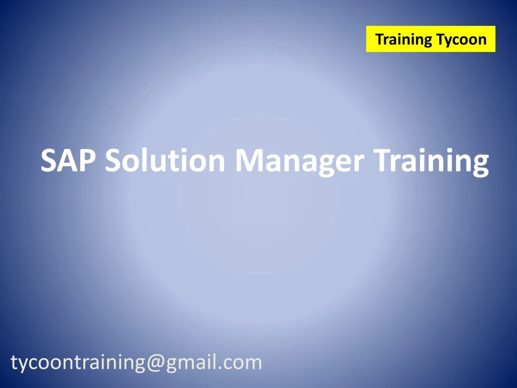 sap solution manager training