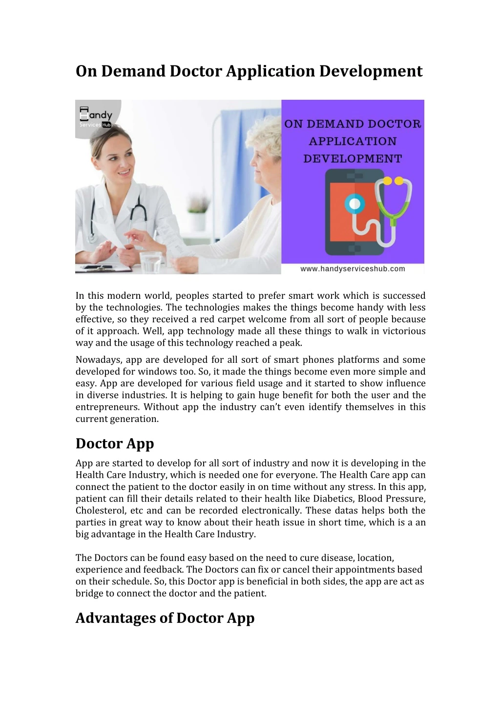 on demand doctor application development