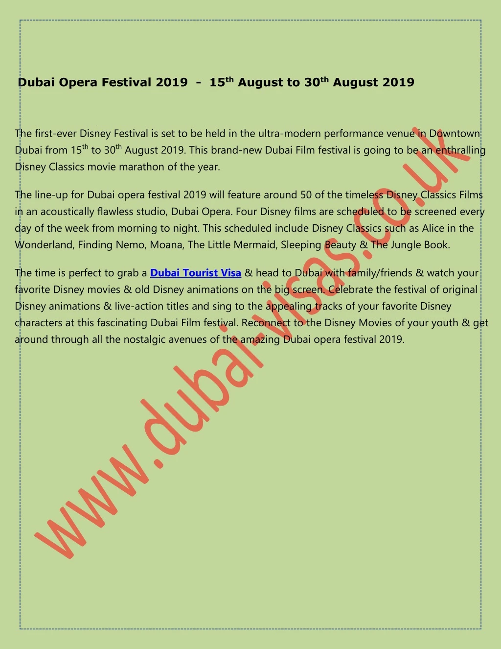 dubai opera festival 2019 15 th august