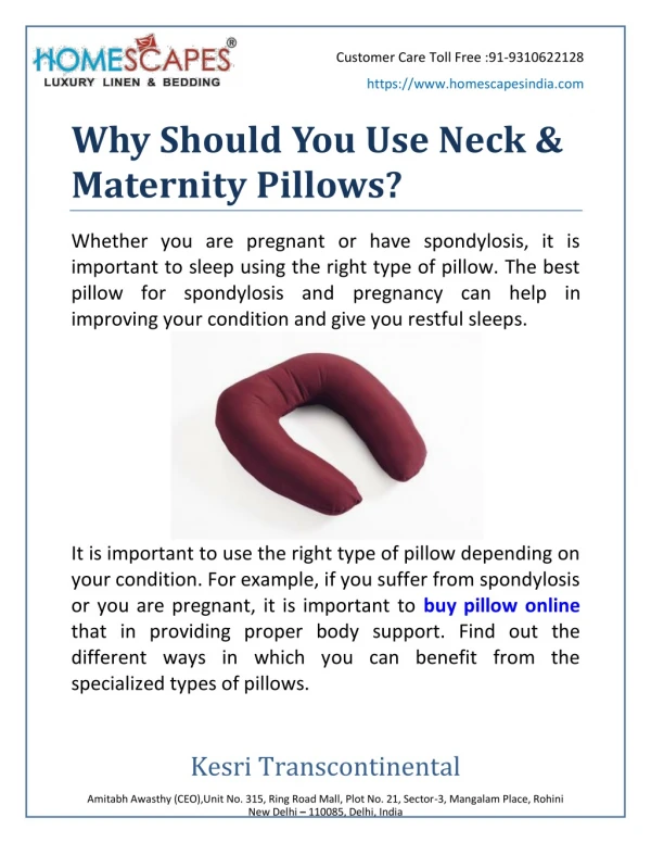 Why Should You Use Neck & Maternity Pillows?