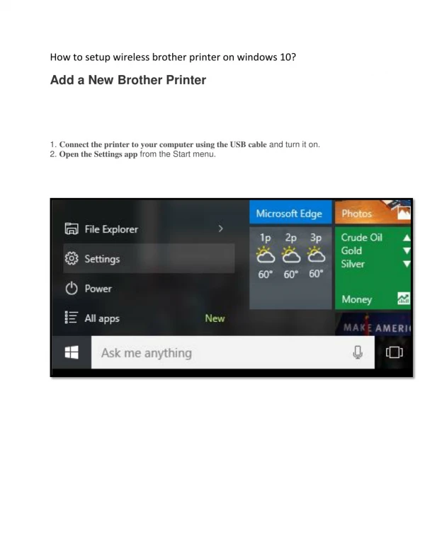How to setup wireless brother printer on windows 10?