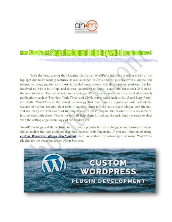 How WordPress Plugin development helps in growth of your business?