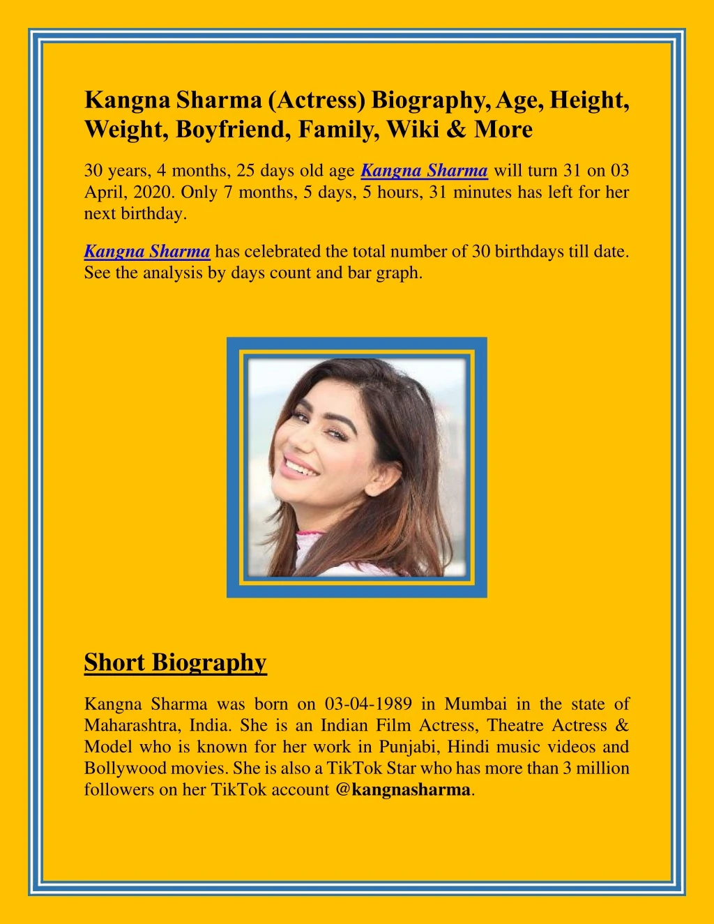 kangna sharma actress biography age height weight
