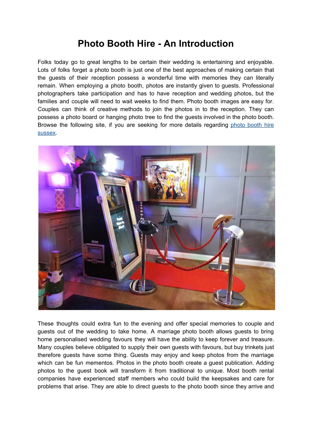photo booth hire an introduction