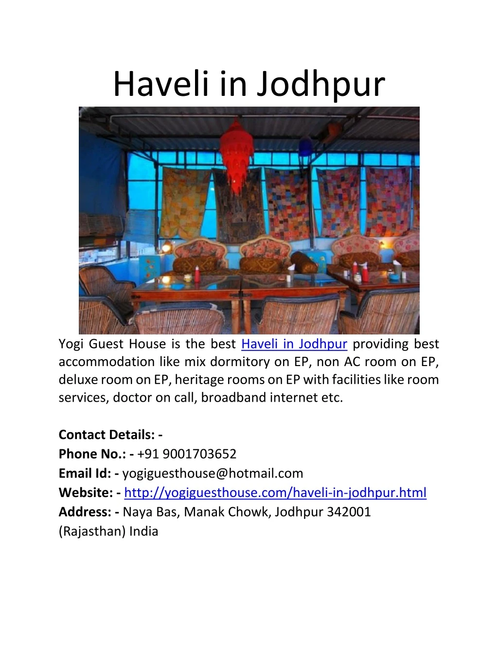 haveli in jodhpur