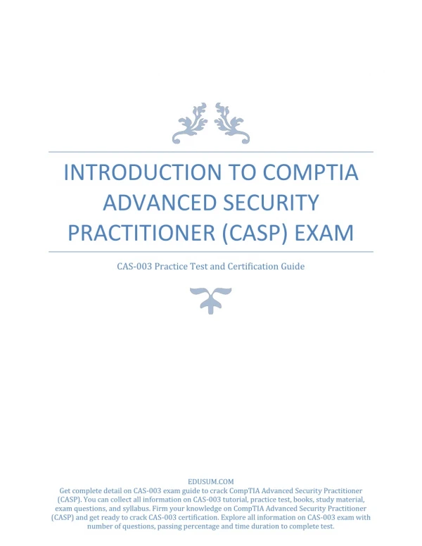 [PDF] Introduction to CompTIA Advanced Security Practitioner (CASP) Exam