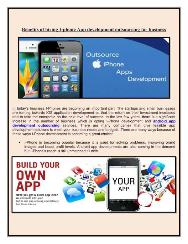 iPhone App Development Outsourcing - EbizWorldSolutions.com