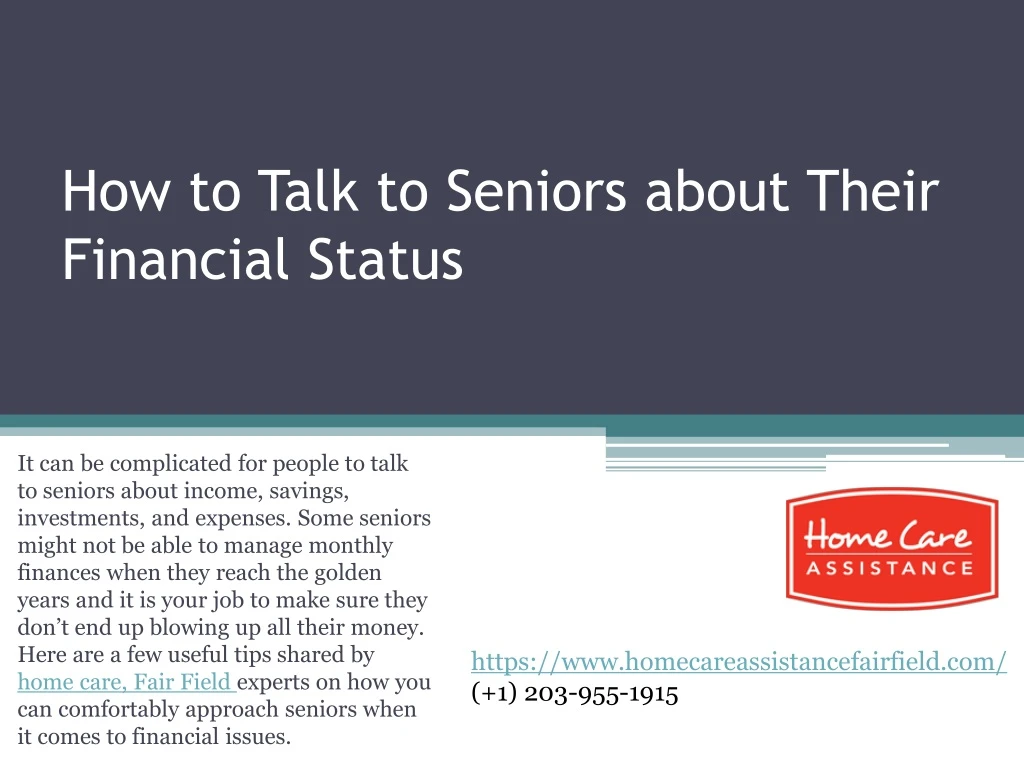 how to talk to seniors about their financial status