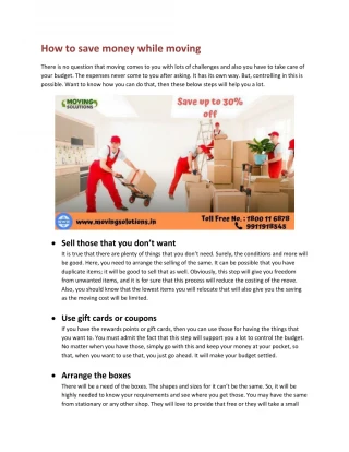 How to save money while moving - slide 1