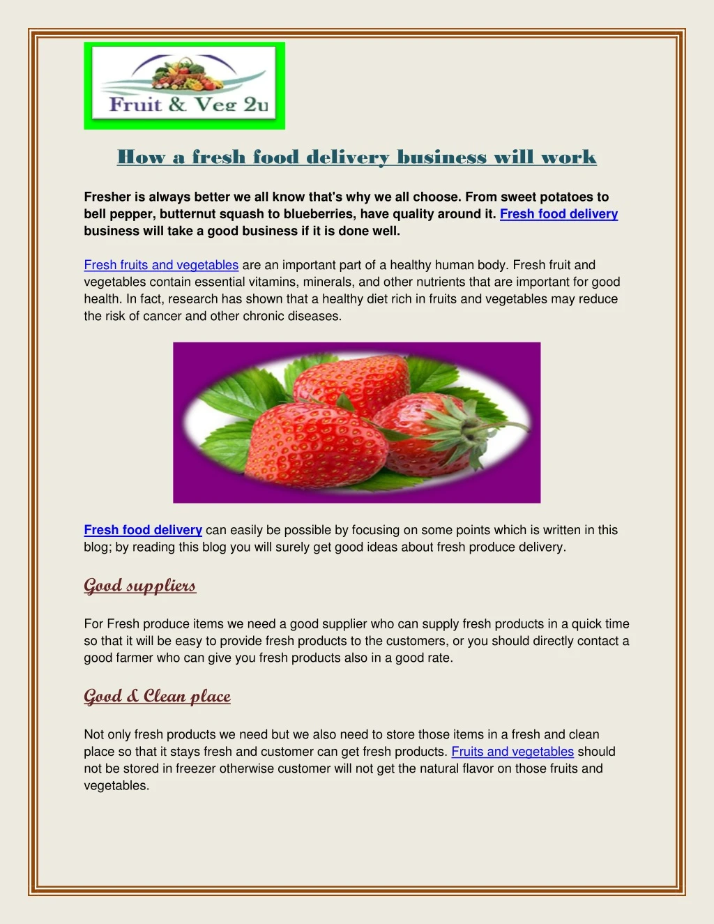 how a fresh food delivery business will work