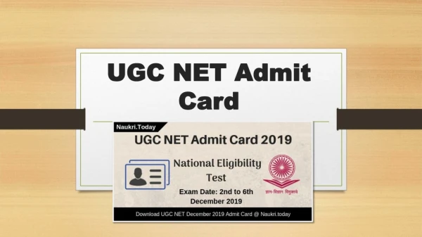 UGC NET Admit Card 2019 Download for December Exam 2019 Dates
