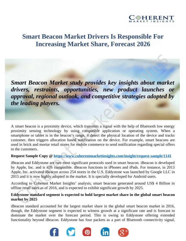 Smart Beacon Market New Research Explores Size and Competitive Status