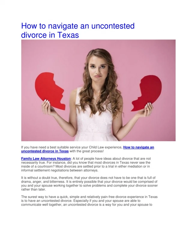 How to navigate an uncontested divorce in Texas