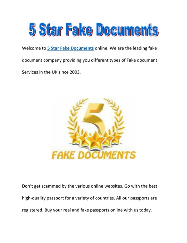 Online Visa Services UK - 5 Star Fake Documents