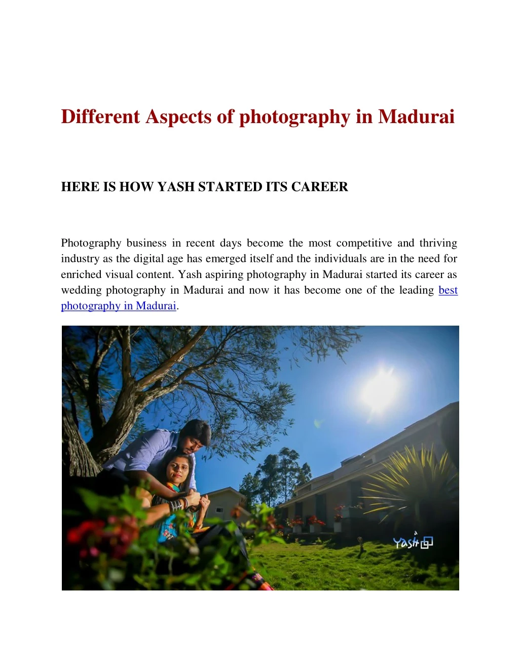different aspects of photography in madurai