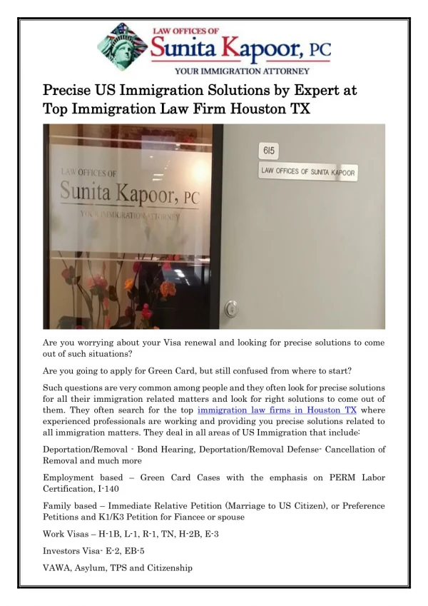 Precise US Immigration Solutions by Expert at Top Immigration Law Firm Houston TX