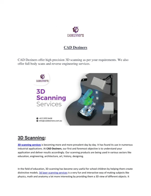 CAD Deziners | 3d laser scanning services Australia