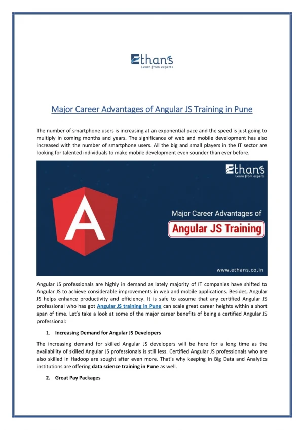 Top 3 Career Advantages of Angular JS Training