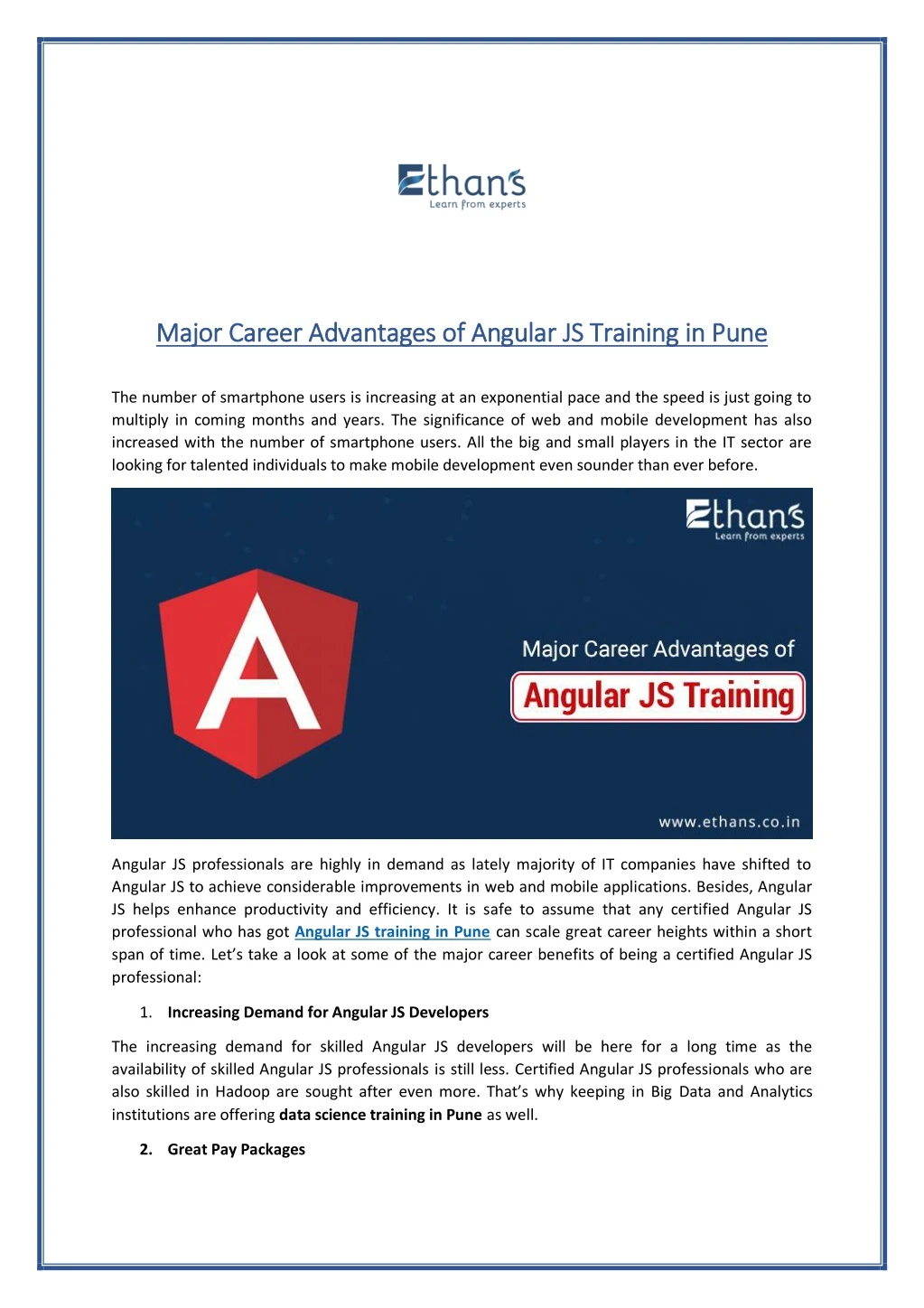 major career advantages of angular js training