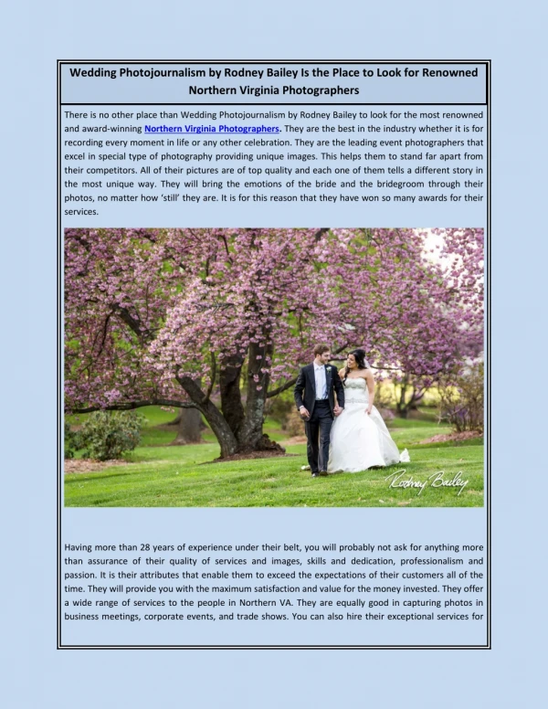 Wedding Photojournalism by Rodney Bailey Is the Place to Look for Renowned Northern Virginia Photographers