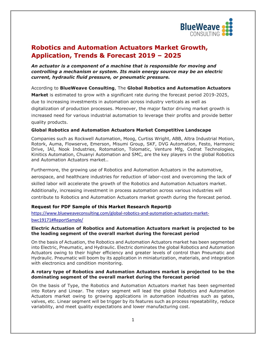 robotics and automation actuators market growth