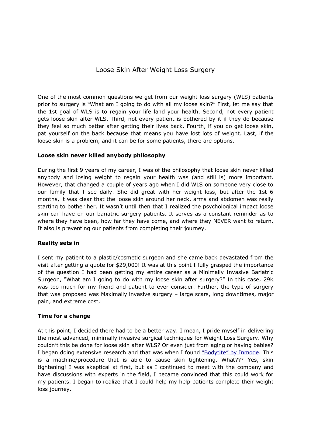 loose skin after weight loss surgery