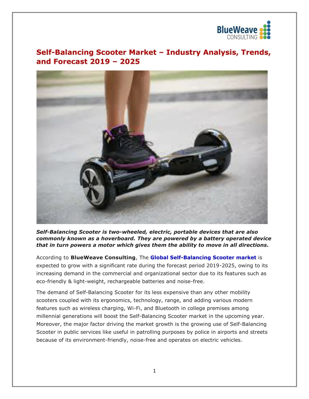 self balancing scooter market industry analysis