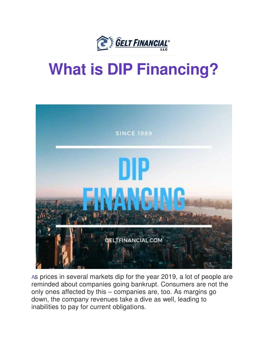 what is dip financing