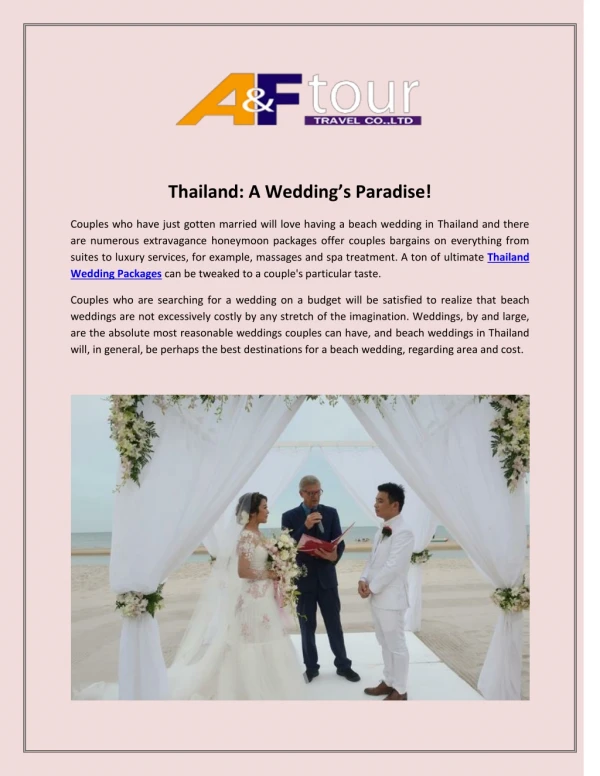 Thailand: A Wedding’s Paradise!