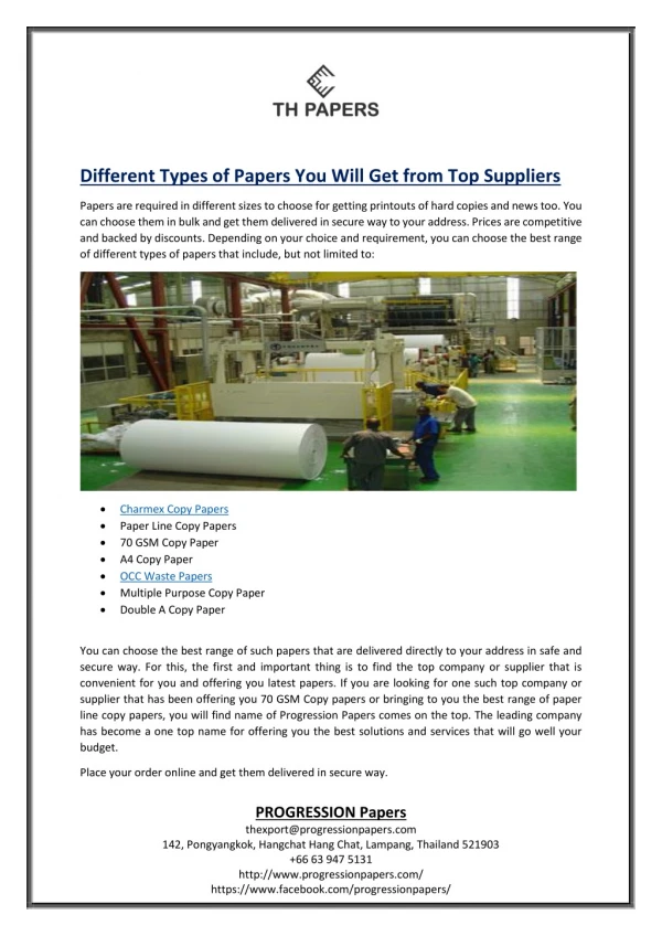 Different Types of Papers You Will Get from Top Suppliers