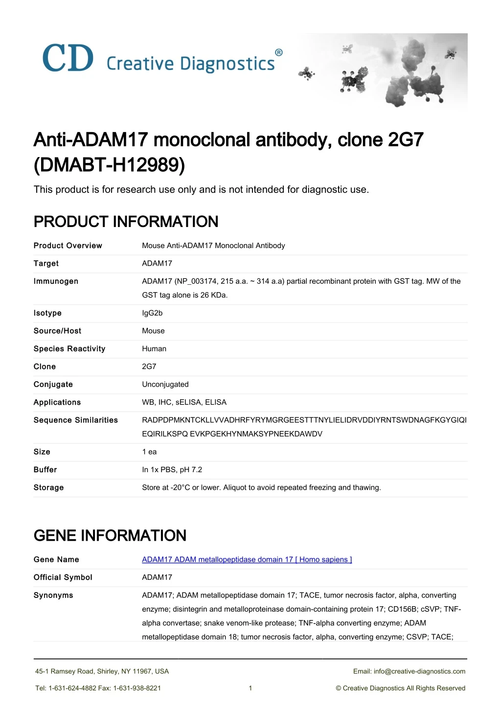 anti adam17 monoclonal antibody clone 2g7 anti