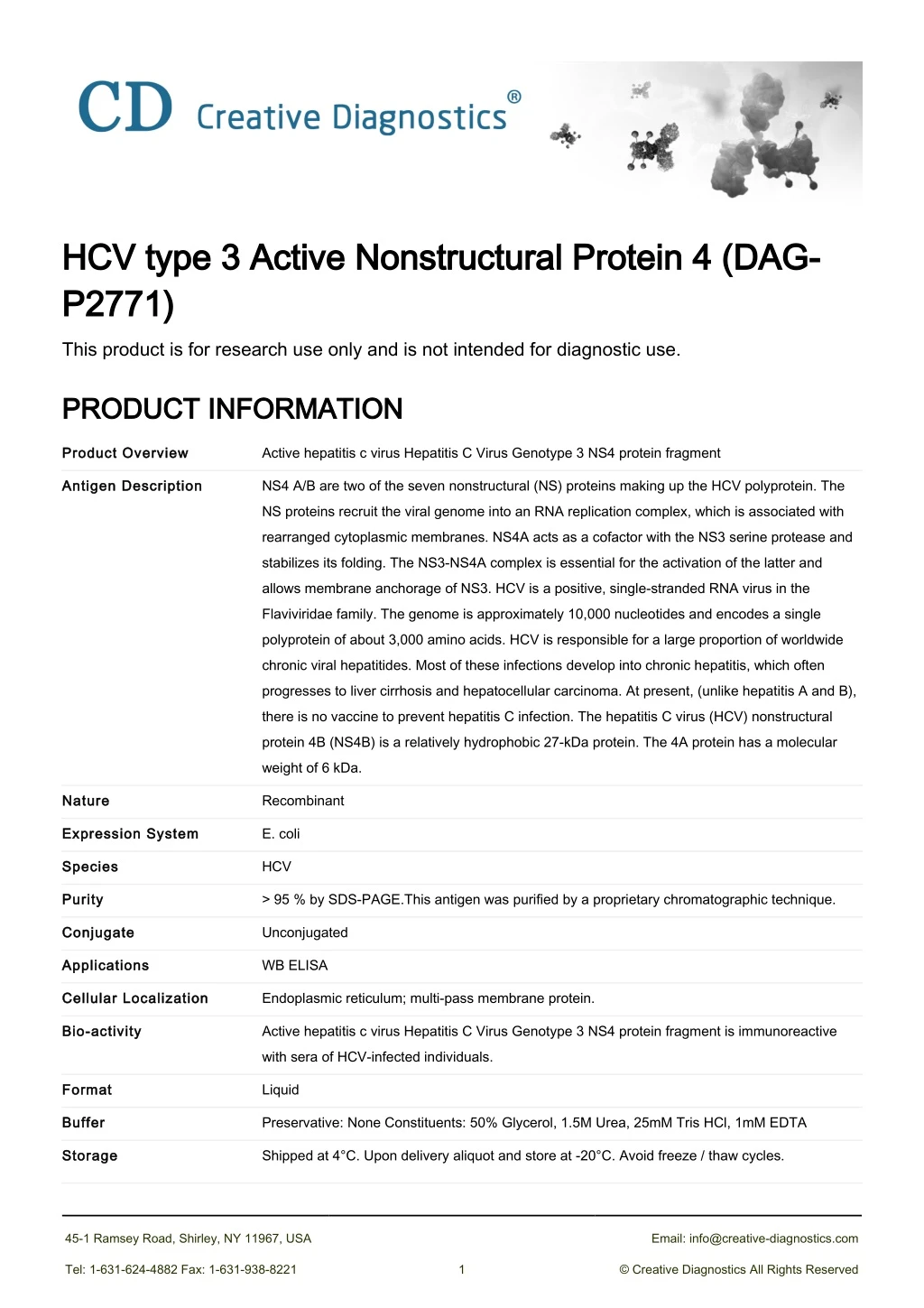 hcv type 3 active nonstructural protein