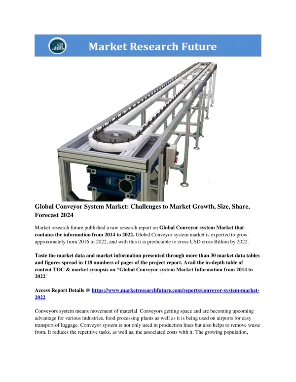 global conveyor system market challenges