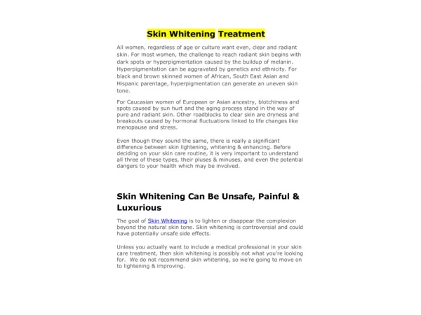 Skin Whitening Treatment