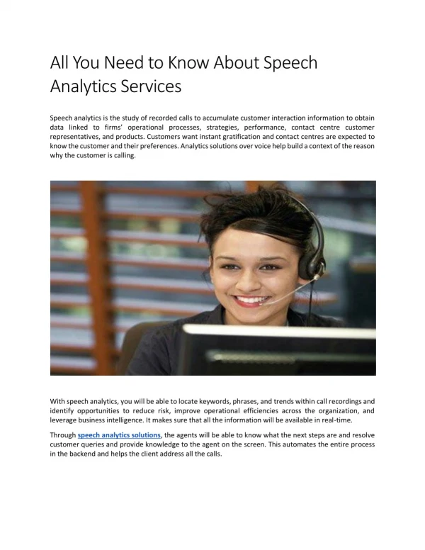 All You Need to Know About Speech Analytics Services