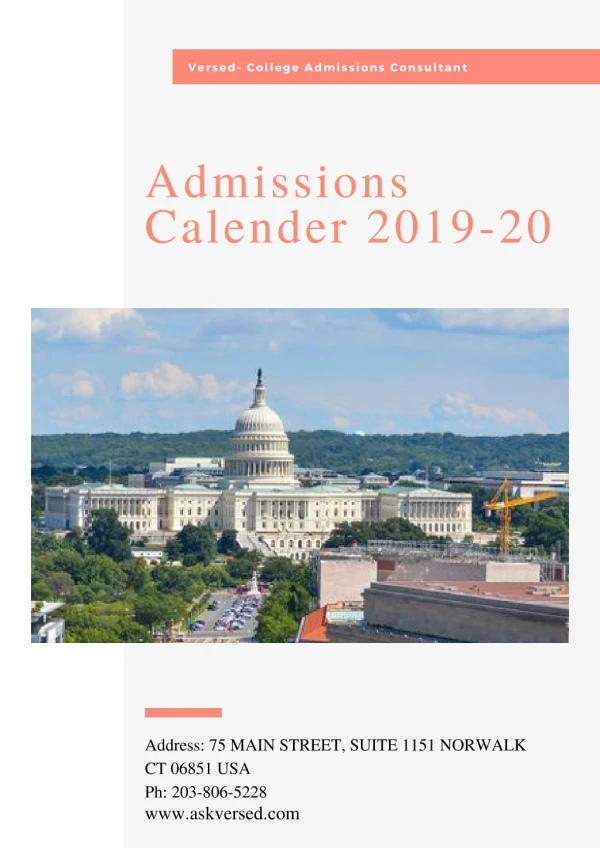 Academic Admissions Calender 2019-20 | Versed - Pre-College Planning Advice