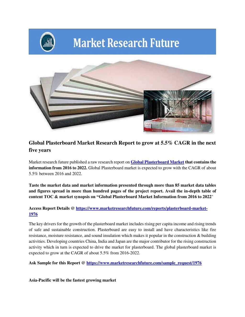 global plasterboard market research report