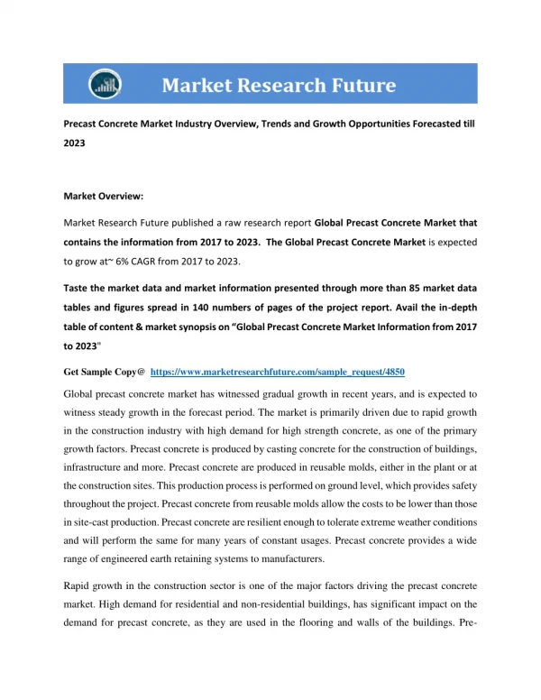 Precast Concrete Market Research Report - Forecast to 2023