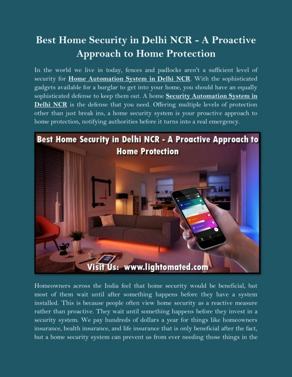 Best Home Security in Delhi NCR - A Proactive Approach to Home Protection