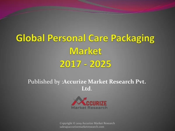 Global Personal Care Packaging Market is Estimated to Reach $44 Billion by 2024, Says Accurize Market Research