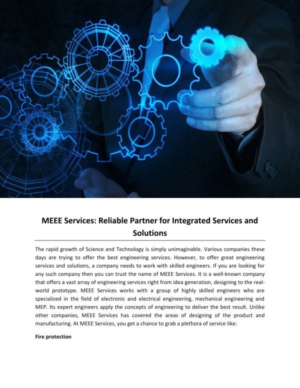 MEEE Services: Reliable Partner for Integrated Services and Solutions