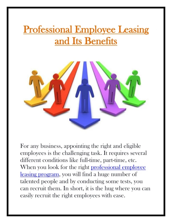 Professional Employee Leasing and Its Benefits