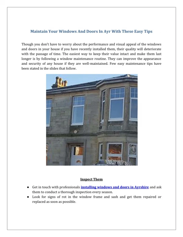 Maintain Your Windows And Doors In Ayr With These Easy Tips