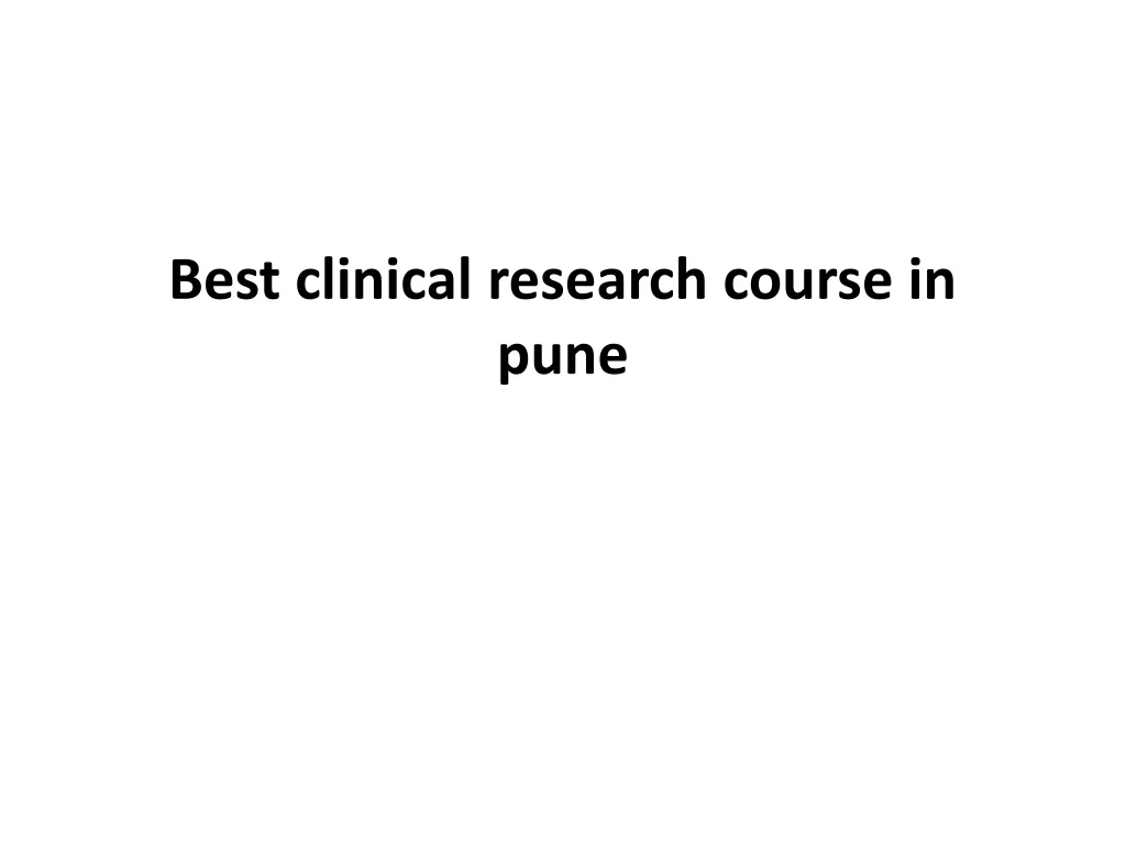 best clinical research course in pune