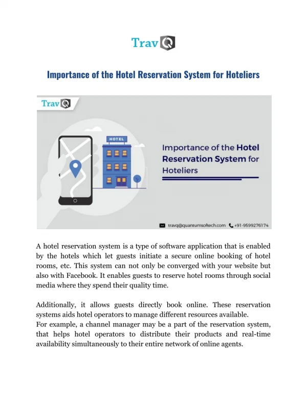 Importance of the Hotel Reservation System for Hoteliers